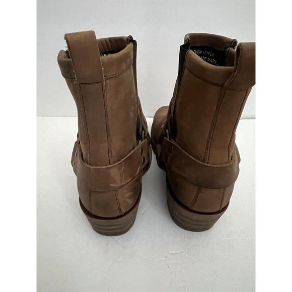 Dingo size 10M Men’s Tan Leather Harness Pull On Biker Chelsea Work Boots - Picture 3 of 9